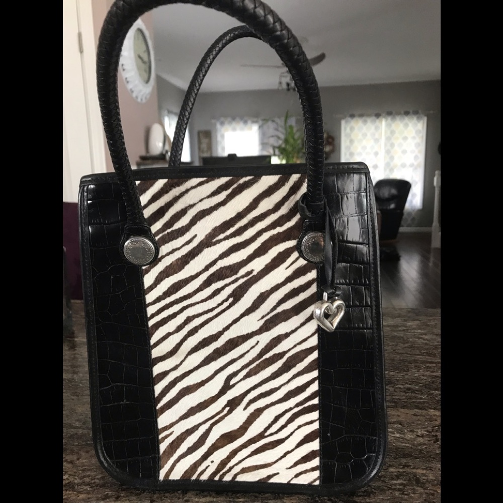 Brighton zebra calf skin leather tote